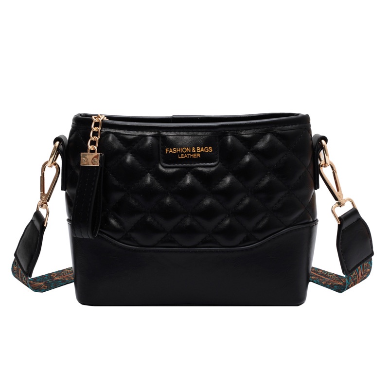 Túi Xách Bucket Đeo Vai Màu Sắc Tương Phản Đính Đá Đơn Giản Xinh Xắn