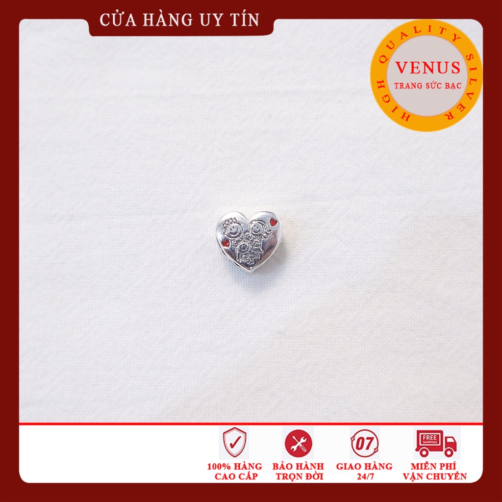 [Charm bạc 925 cao cấp] Charm trái tim in hình thành viên trong gia đình- Mã sản phẩm VENUSFML