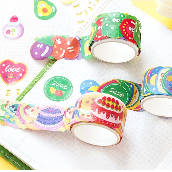 Băng Keo Washi Họa Tiết Hoạt Hình Dễ Thương Dùng Trang Trí Sổ Tay/ Đồ Thủ Công DIY