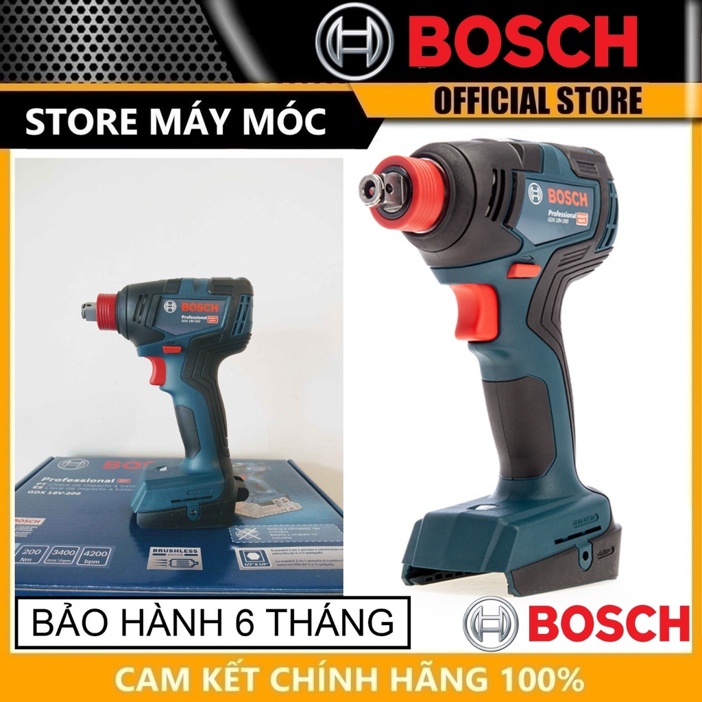 THÂN MÁY VẶN VÍT SIẾT BU LÔNG DÙNG PIN (200 N.M) 18V BOSCH GDX 18V-200-HÀNG CHÍNH HÃNG