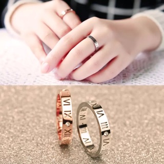 Nhẫn titan mặt số la mã không đen