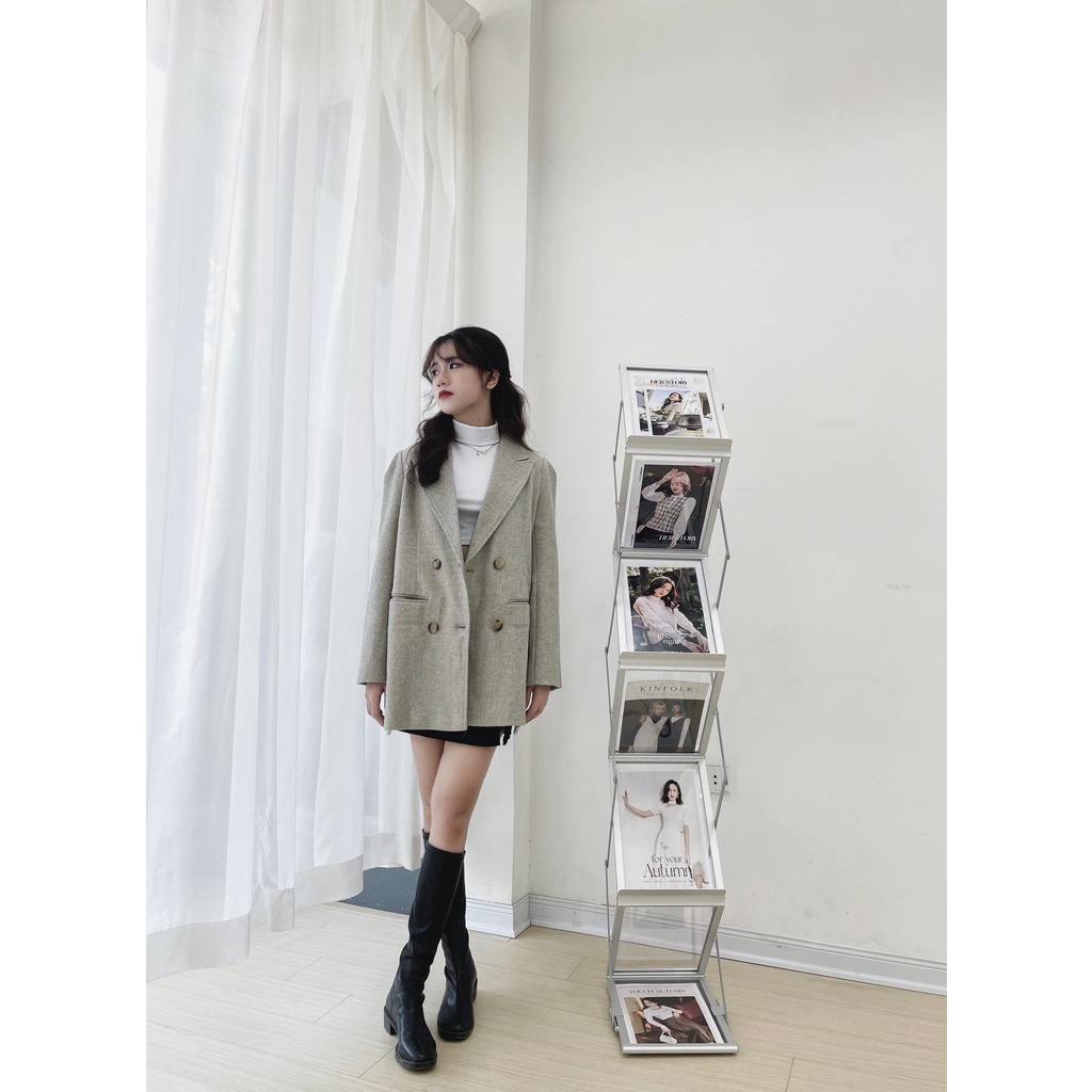 Áo vest dạ cổ ve túi cơi nắp tay xẻ 3 khuy TIINSTORE ADK212