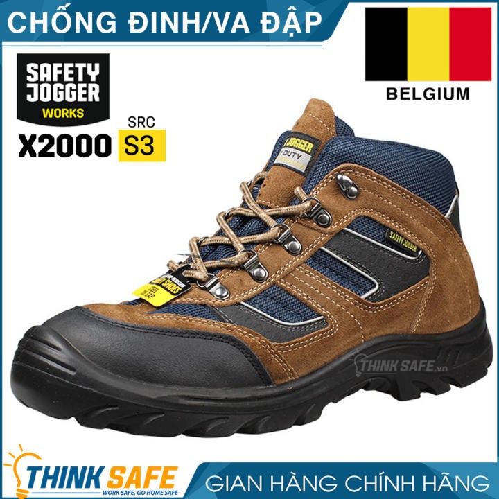 Giày bảo hộ Jogger Thinksafe da bò lộn bền bỉ, thoáng khí, chống nước, chống đinh, trơn trượt, cách điện - X2000 S3