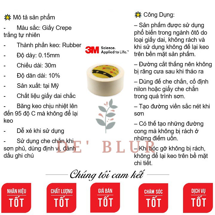 Băng Keo Giấy Siêu Dính Masking Tape 3M 2600 (15, 20, 24, 48mm) x 30 yards