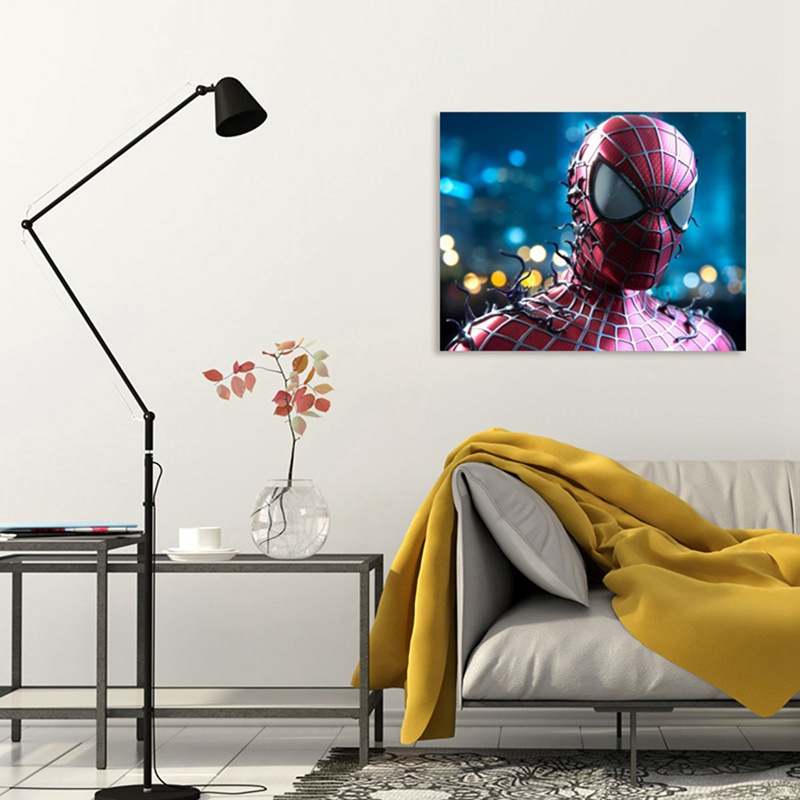 DIY Diamond Painting Spiderman in the Night Rhinestone Full Circle Diamond Wall Painting Bedroom Decoration