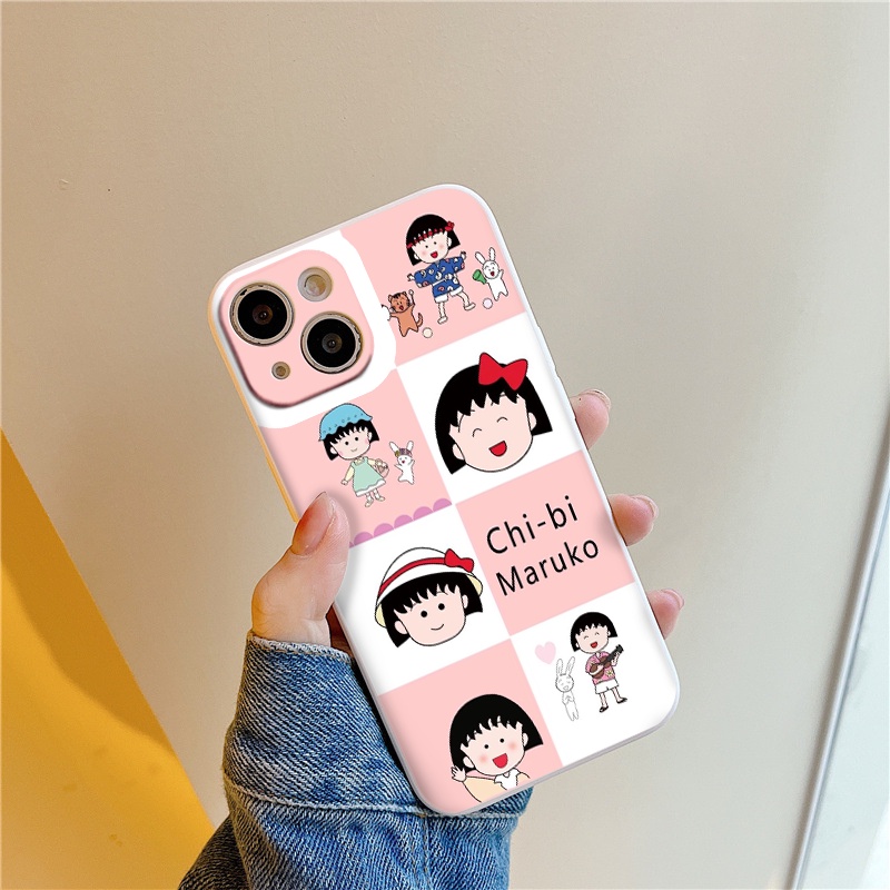 Ốp bảo vệ camera hình bé gái chi-bi maruko cute iPhone 13 Pro Max 12 7 8 Plus Xs Xr 11 Pro Max 6 Plus XR XS X 12pro