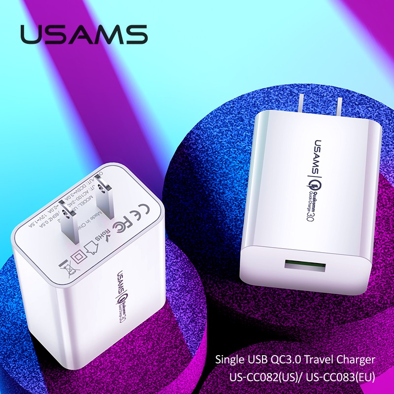 Ổ Cắm Sạc Nhanh USAMS T22 Kết Nối Usb Hỗ Trợ Qc3.0 Dành Cho Iphone Oppo Samsung Huawei Vivo Xiaomi