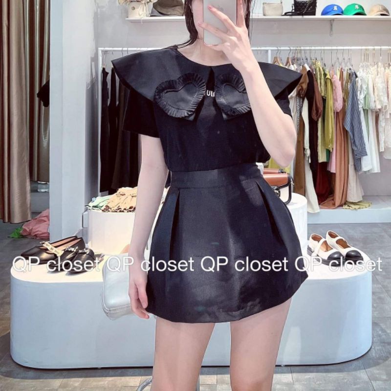 Áo miumiu cổ tim xếp ly