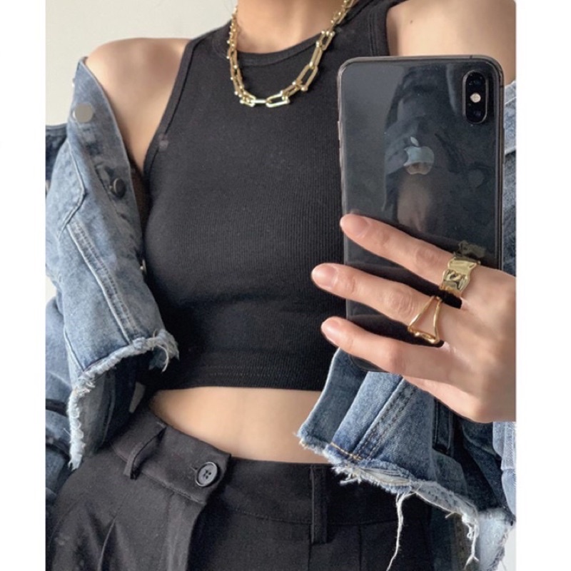 Áo Croptop Tăm Ba Lỗ Co Dãn Thoải Mái