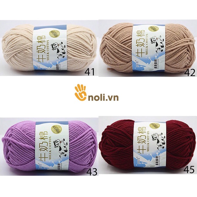 Len milk bò 50g mềm mịn, tơi xốp, nhiều màu dành cho người mới bắt đầu học đan móc khăn áo, thú bông, túi xách (24-51)