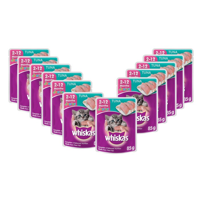 Combo Pate Whiskas Cho Mèo Con Vị Cá Ngừ 85g