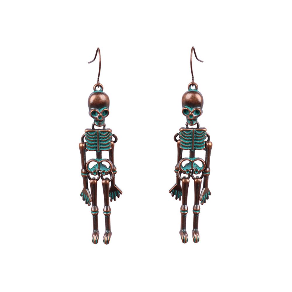 AUBREY Vintage Halloween Skeleton Earrings Gothic Women Drop Earrings Korean Style Earrings Hook Earrings Creative Punk Skull Female Girls Fashion Jewelry/Multicolor