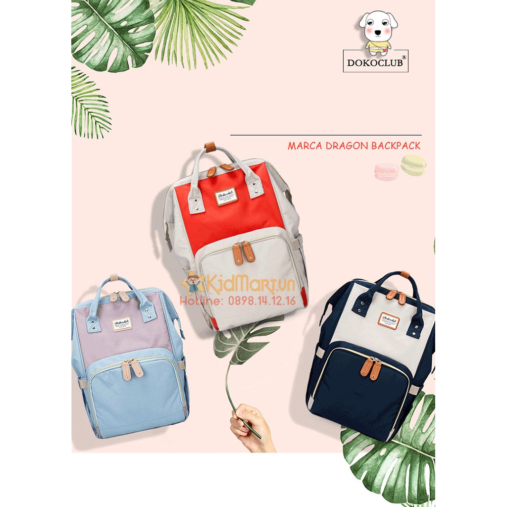 [Freeship][2019] Balo bỉm sữa mẫu 2019 giữ nhiệt đựng đồ cho mẹ và bé Dokoclub Mommy 12 Colors - Tím Xanh Ngọc