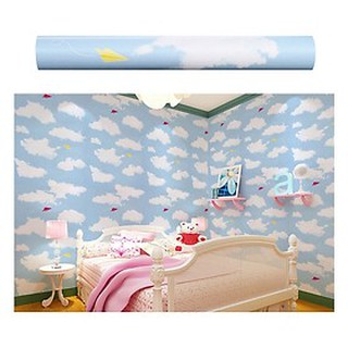 ( tặng kèm dụng cụ ) . combo 10m giấy dán tường mây xanh