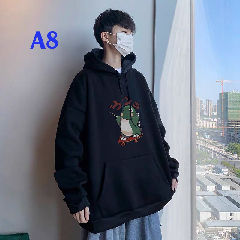 Áo Nỉ Bông Thời Trang UNISEX Hoạ Tiết Khủng Long Xanh Lá 🦖/ HOODIE FREESIZE 💜 MiQa 💜 #16 | BigBuy360 - bigbuy360.vn