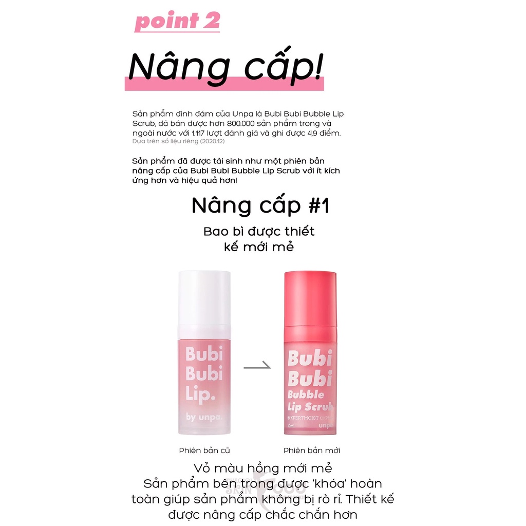 Combo 2 Sản Phẩm Dưỡng Môi Dưỡng Ẩm Cho Môi Mềm Mại Unpa Bubi Bubi Lip  (Tinh Chất10ml+tẩy tế bào chết10ml)