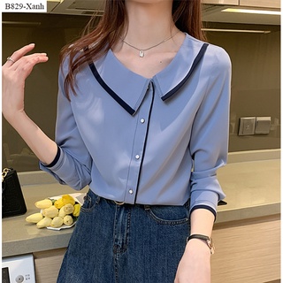 B829 áo sơ mi viền cổ tay dài