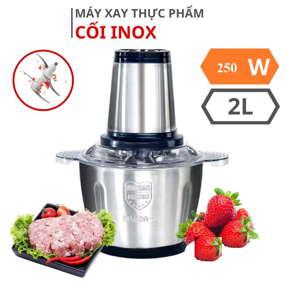 MÁY XAY THỊT ĐA NĂNG KITCHEN EXPERT CỐI INOX 2l 4 LƯỠI DAO HÀNG CHÍNH HÃNG (Kho Gia Dụng Ngọc Hân)