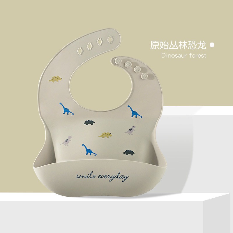 Yếm silicon ăn dặm có máng hứng phong cách Hàn Quốc,yếm silicone cho bé ăn dặm