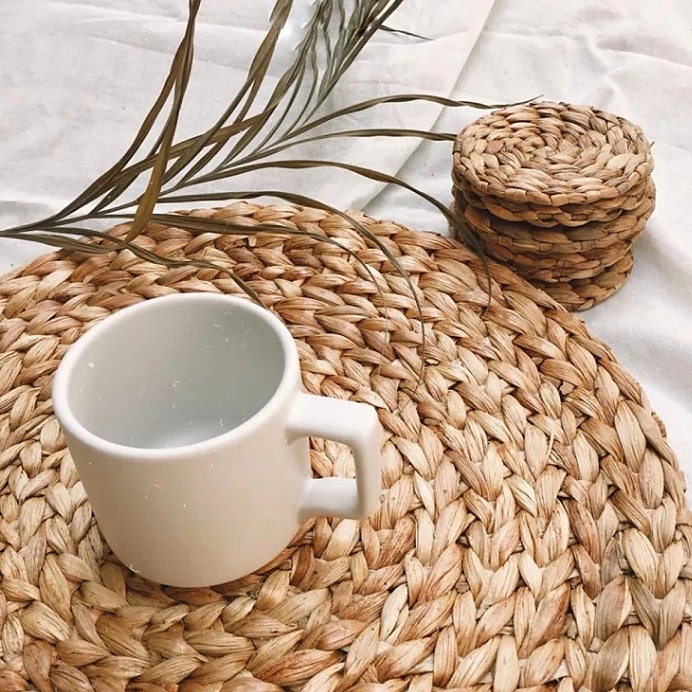 Thảm lục bình Mint decor - Đĩa lục bình lót ly - Lót ly lục bình hàng loại đẹp đan kỹ - Lót nồi - Trang tri, chụp hình