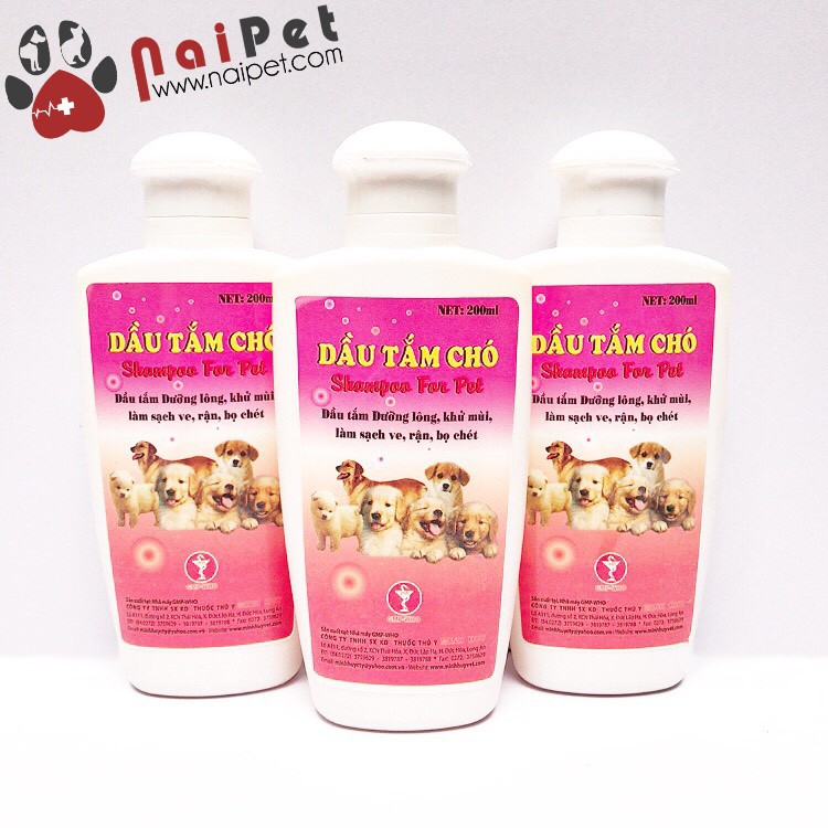 Sữa Tắm Dầu Tắm Chó Dưỡng Lông Khử Mùi Sạch Ve Bọ Chét Shampoo For Pet MH Chai 200ml