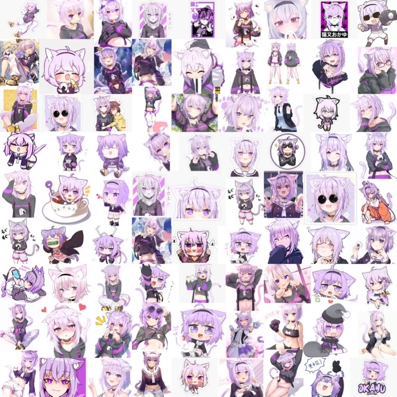 Sticker okayu Hololive 30-60 cái ép lụa khác nhau / hình dán Hololive okayu