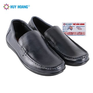Giày mọi nam Huy Hoàng da bò cao cấp màu đen LS7781