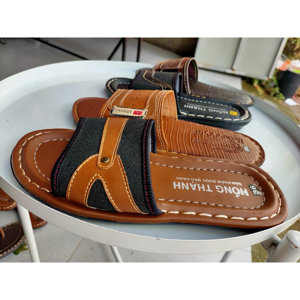 (XẢ KHO)Dép Quai Ngang Da Nam Cao Cấp Mẫu Mới Siêu Đẹp Hồng Thạnh