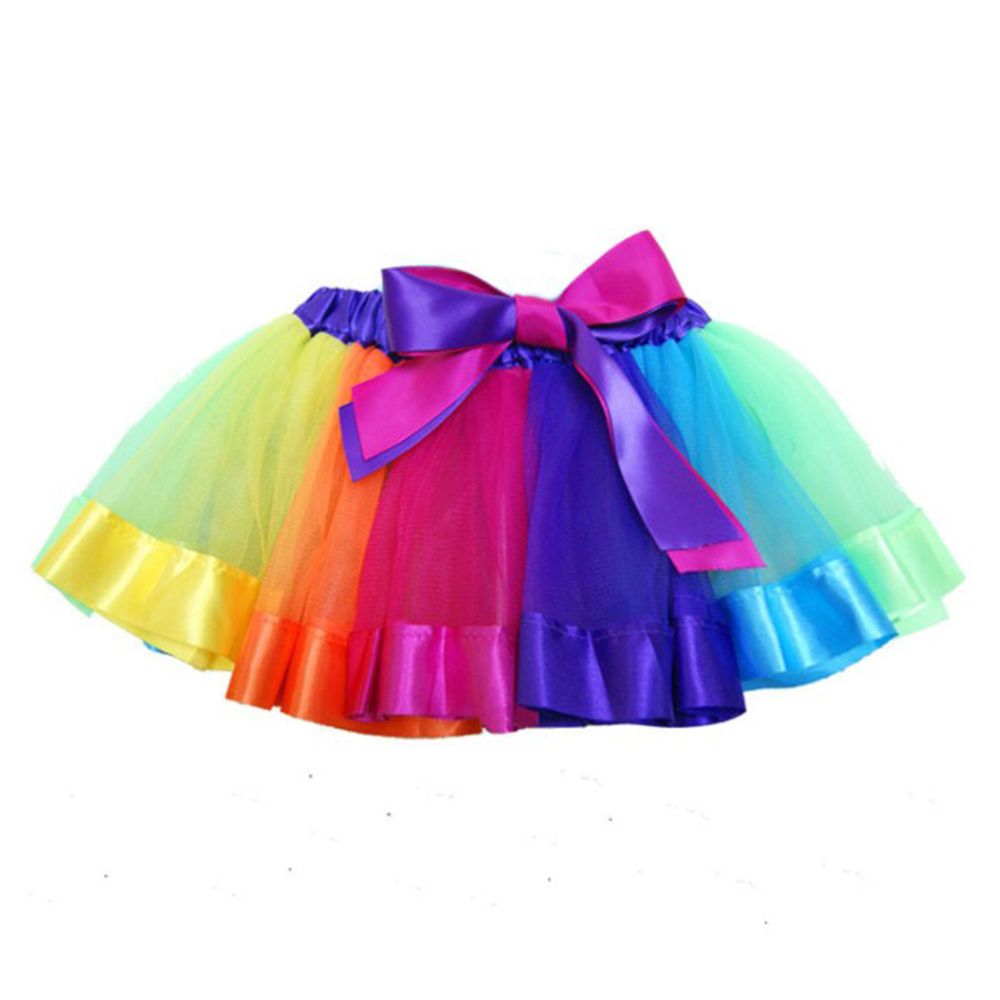 ☆YOLA☆ Fashion Rainbow Tutu Skirt Multicolor Princess Tulle Dance Dress Gift Party Cute Baby Girl Toddler