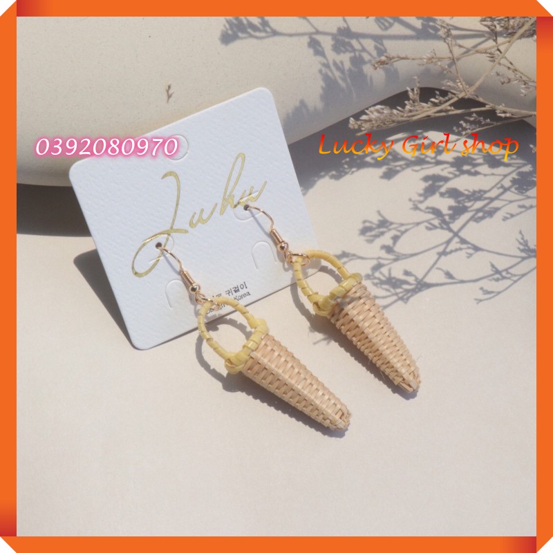 Bông Tai Cói Dạng Móc Dài Hình Chiếc Làn Ốc Quế Độc Đáo - Lucky Girl shop