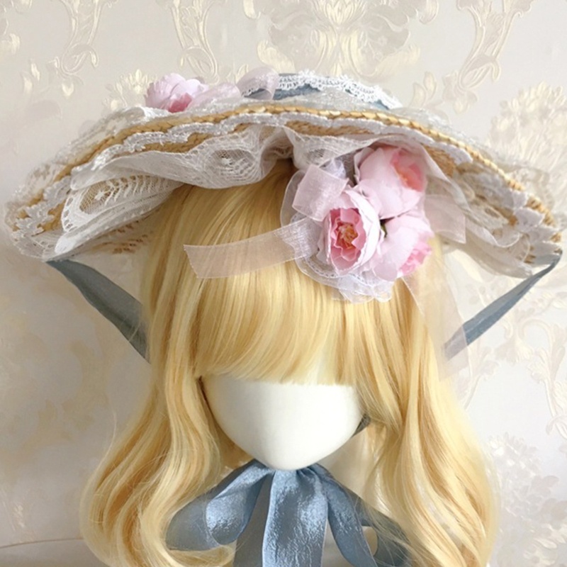 Youyo Mũ Chống Nắng Ngoài Trời Đính Hoa Phong Cách Lolita Mùa Hè Cho Nữ