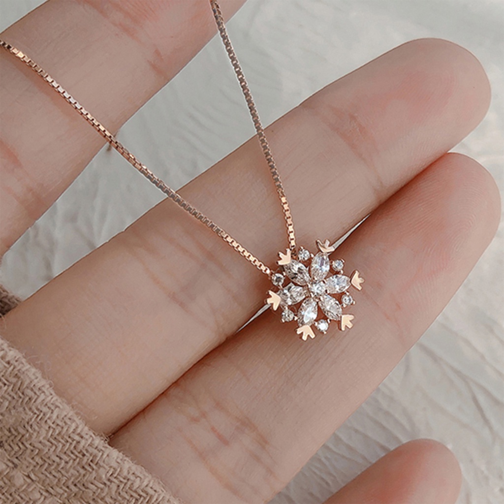 Vòng cổ mặt bông tuyết đính đá Zircon đơn giản nhiều màu thời trang thanh lịch dành cho nữ