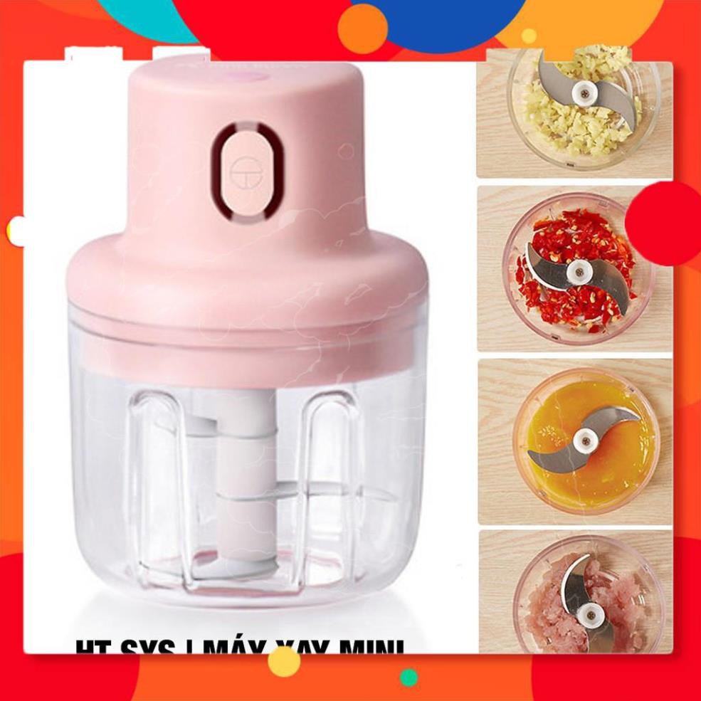 Máy Xay Thịt Cầm Tay Mini Sạc Điện 250ml – Máy Xay Tỏi Ớt, Củ Quả Đa Năng, Có Cổng Sạc Usb