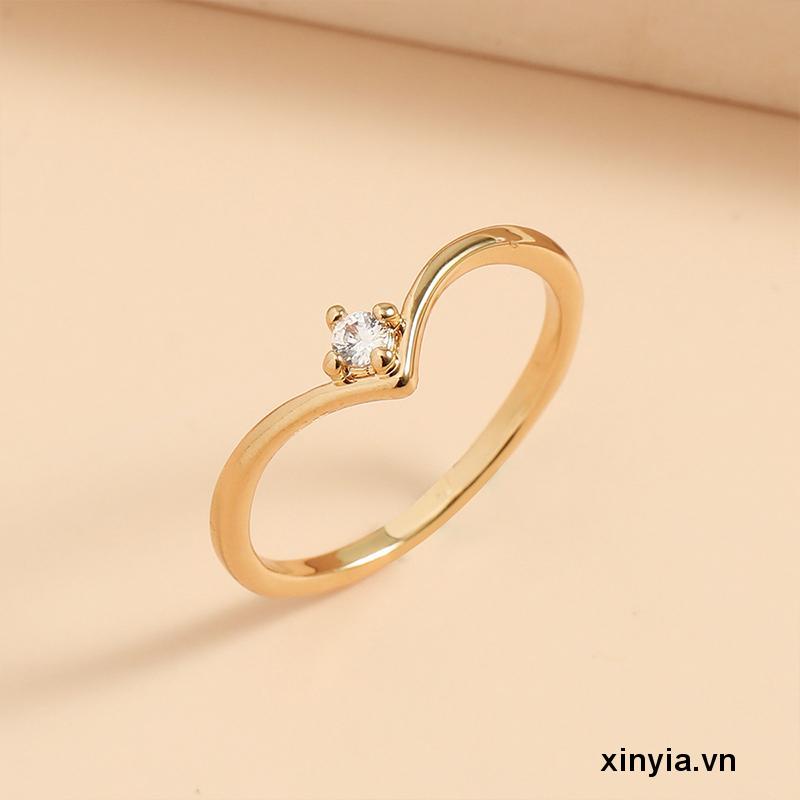Nhẫn Thời Trang Bằng Thép Titan Màu Vàng/ Bạc Đính Đá Pha Lê Cho Nữ
