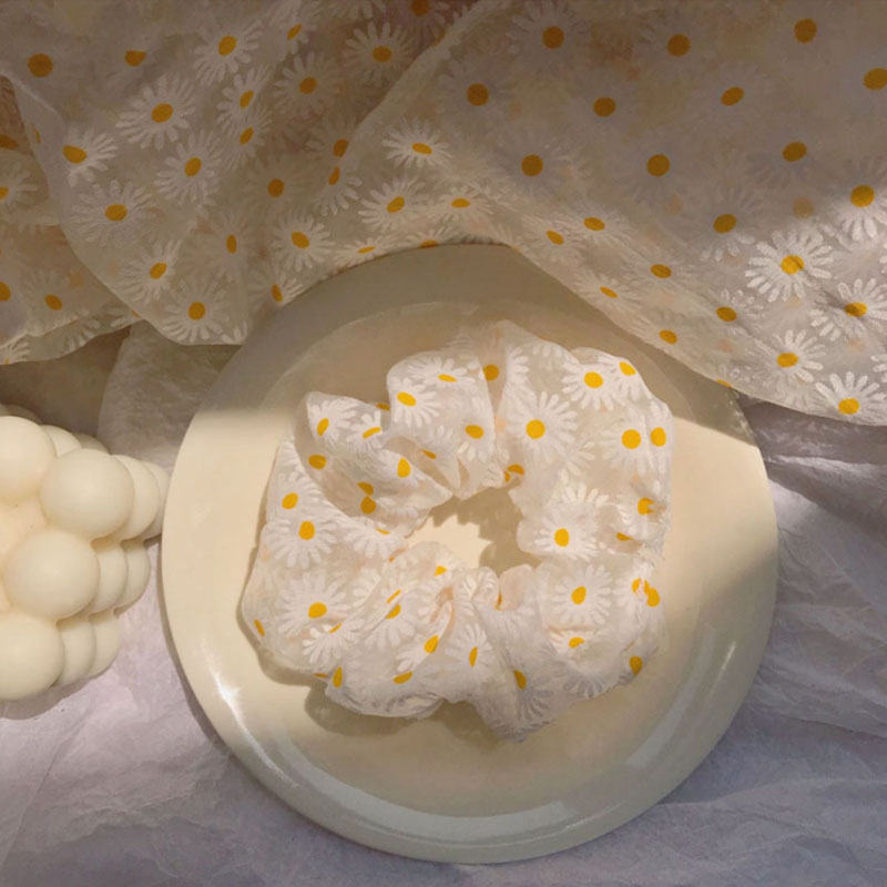 Dây buộc tóc co giãn họa tiết hoa cúc xinh xắn