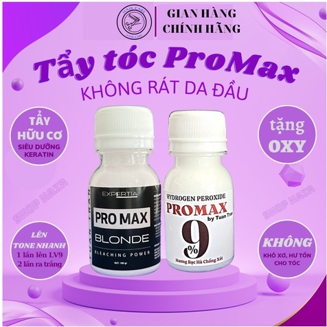 Thuốc tẩy tóc ProMax, Bột tẩy tóc cao cấp không xót da đầu, tặng kèm oxy trợ nhuộm và gang tay - Shop Hair