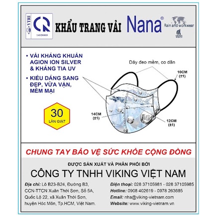 [Mua 2 tặng 1]Khẩu trang vải NaNa kháng khuẩn đến 30 lần giặt