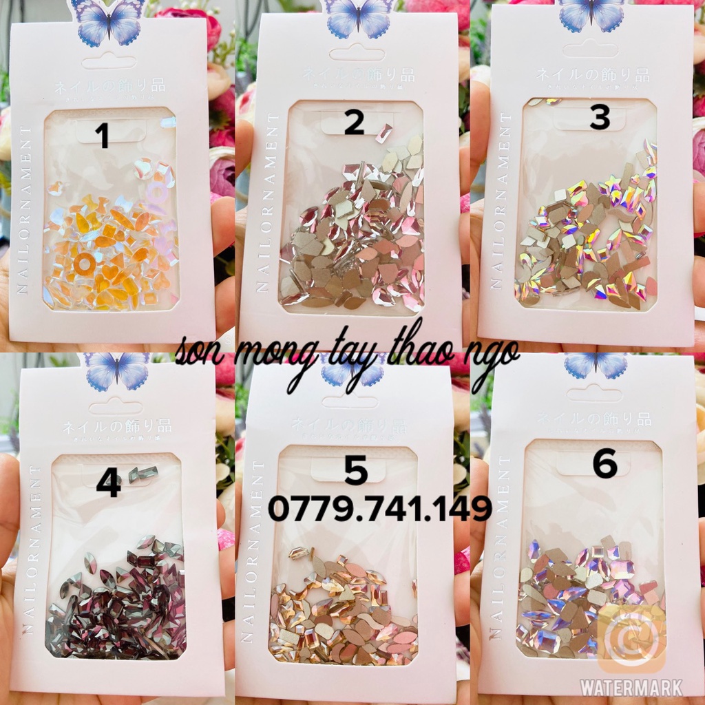 (Hàng mới về) Đá khối nail chân bằng mix  đính móng sáng đẹp