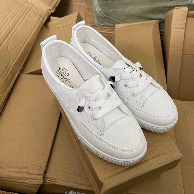 Giày lười trắng đơn giản dễ thương