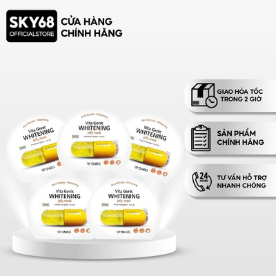 [BẢN VIỆT] Combo 5 Mặt nạ giấy dưỡng da trắng sáng, đều màu da BNBG Vita Genic Whitening Jelly Mask (Vitamin C) 30mlx5
