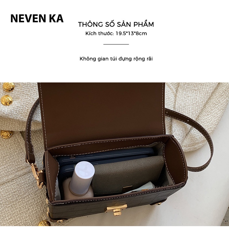 Túi Đeo Chéo Dáng Cốp Vuông Nhỏ Viền Đinh Da Vân Rắn NEVENKA N0026