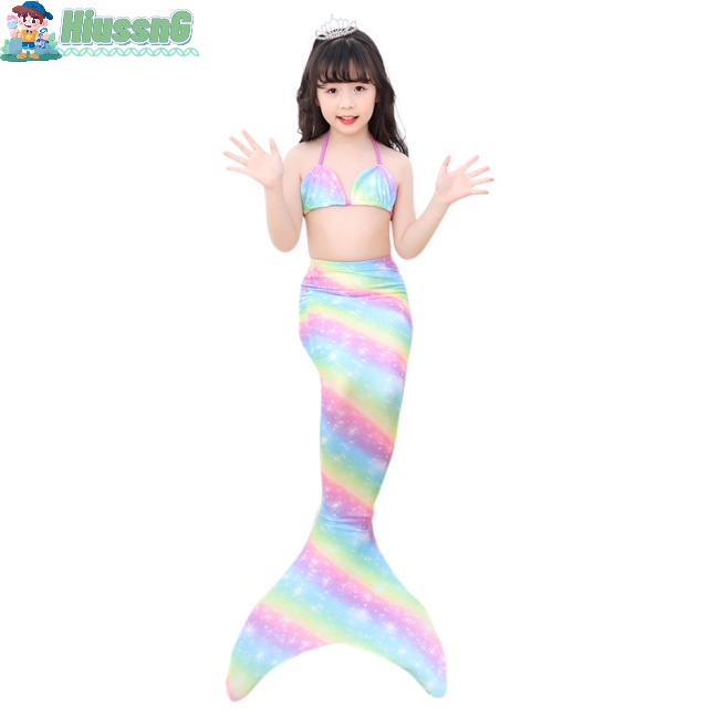 Bộ Đồ Bơi 2 Mảnh Gồm Áo Hai Dây Và Quần Đuôi Nàng Tiên Cá Nhiều Màu Sắc Dành Cho Bé Gái 3-12 Tuổi