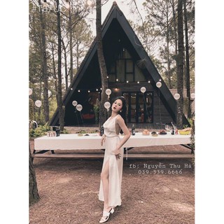 MAXI PHI CỔ ĐỔ KHOE LƯNG (T87UC)