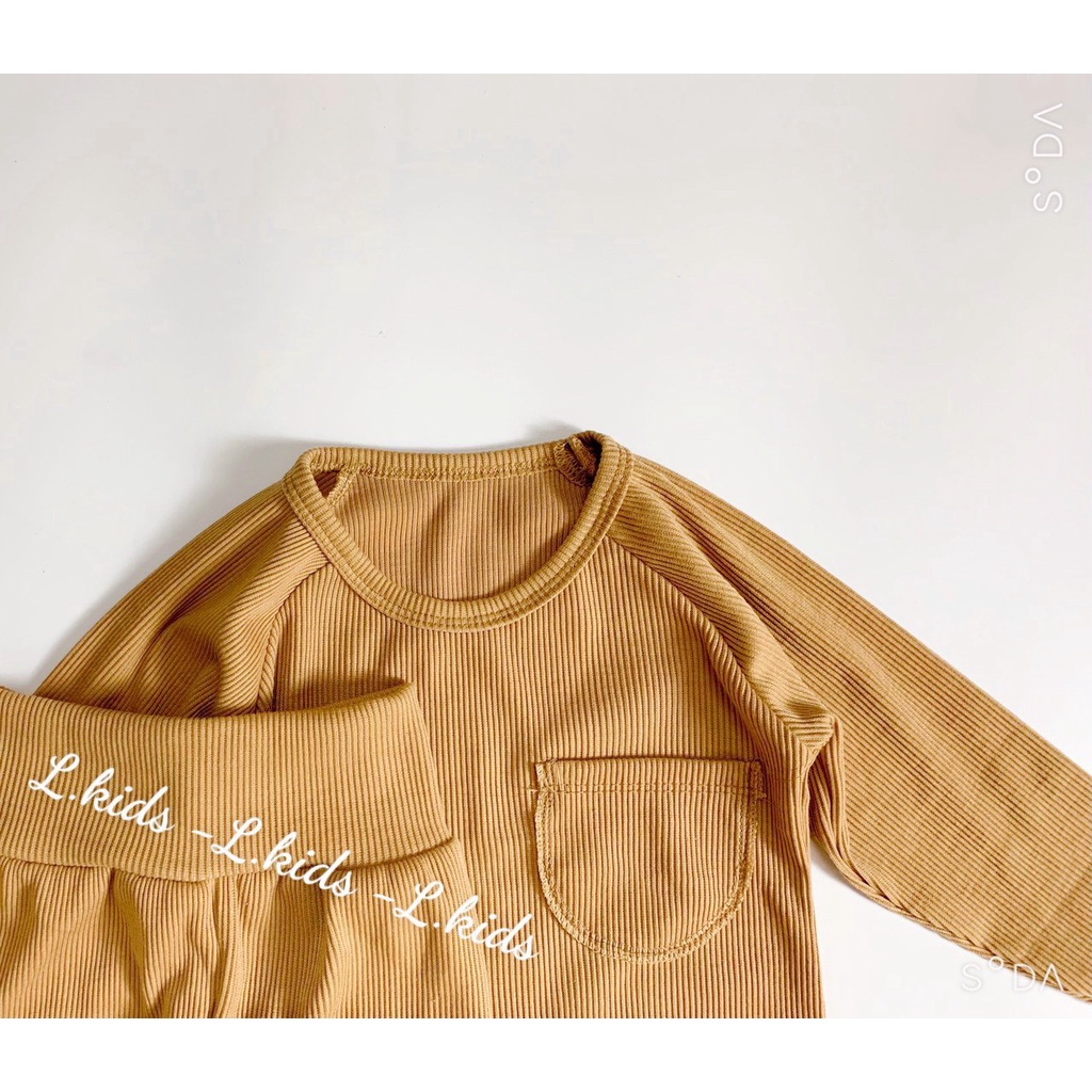 Bộ dài tay thun gân tăm Minky Mom quần cạp cao dày dặn cho bé trai bé gái từ 6-17kg