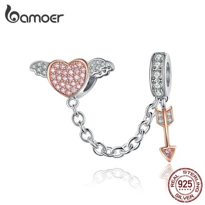 Hạt xỏ BAMOER bạc 925 kiểu mũi tên và trái tim dễ thương cho trang sức DIY