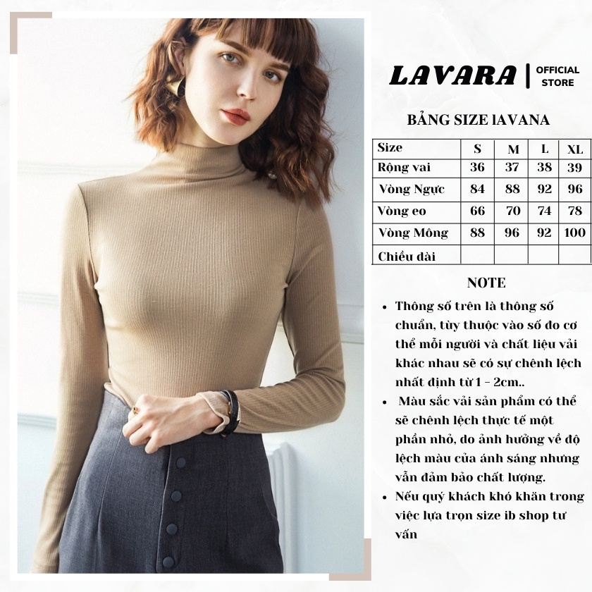 Áo giữ nhiệt nữ cổ 5cm bigsize phong cách hàn quốc LAVARA ALE02