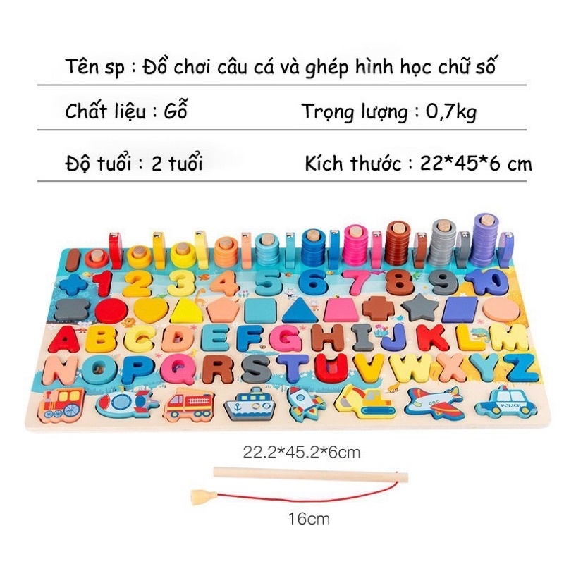 Bộ bảng số thông minh bảng học chữ cái số trò chơi câu cá đồ chơi phát triển trí tuệ dochoigo.vn