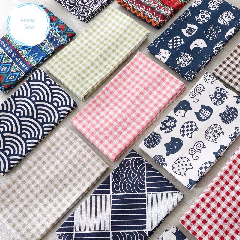Khăn trải bàn nổi tiếng trên mạng vải cotton lanh nghệ thuật kẻ ca rô nhỏ tươi mới trái tim thiếu nữ hình chữ nhật học s