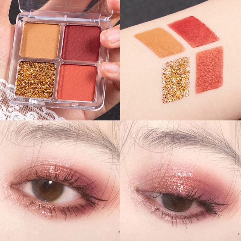 [Hàng mới về] Bảng Phấn Mắt Bốn Màu Sắc Tông Lì/ Ánh Nhũ Lấp Lánh Thời Trang | BigBuy360 - bigbuy360.vn