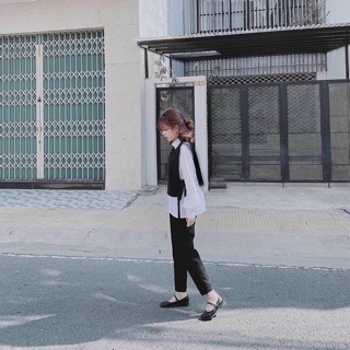 Set áo gile đen trắng basic cực xinh